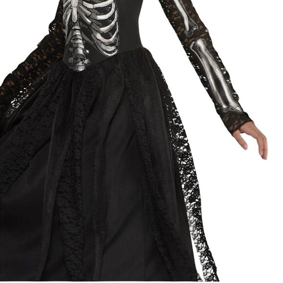Skeleton Dreadful Dark Goth Princess Costume For Girls - Size Medium 8-10 - Picture 3 of 5